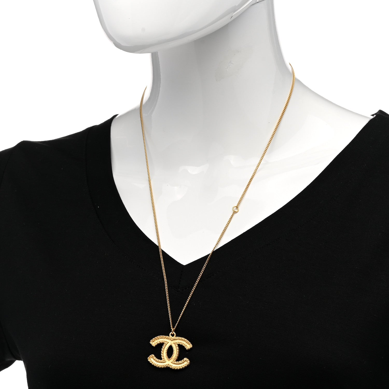 Chanel CC Matte Necklace Gold 2 of 6
