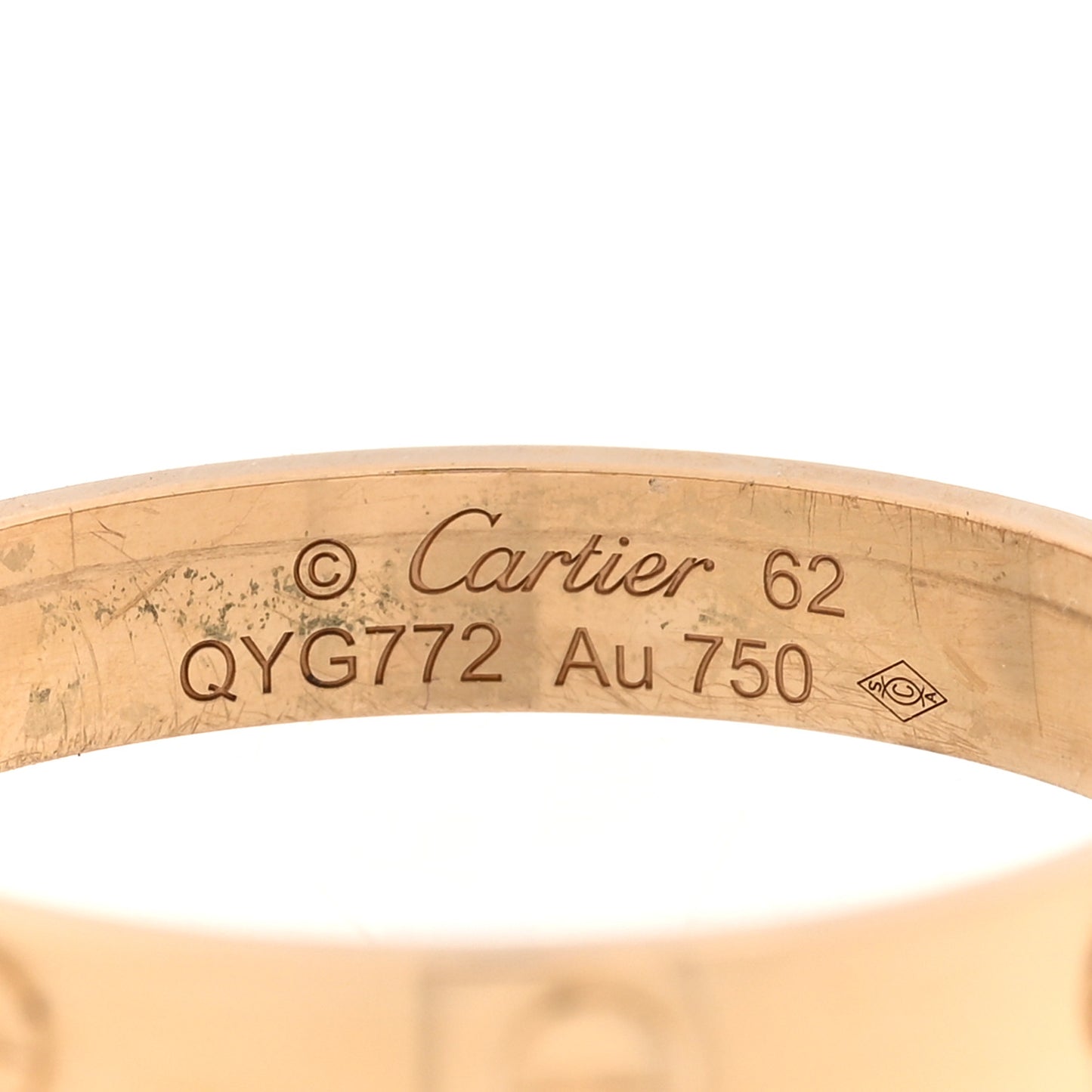 18K Yellow Gold 3.5mm LOVE Wedding Band Ring 62 10