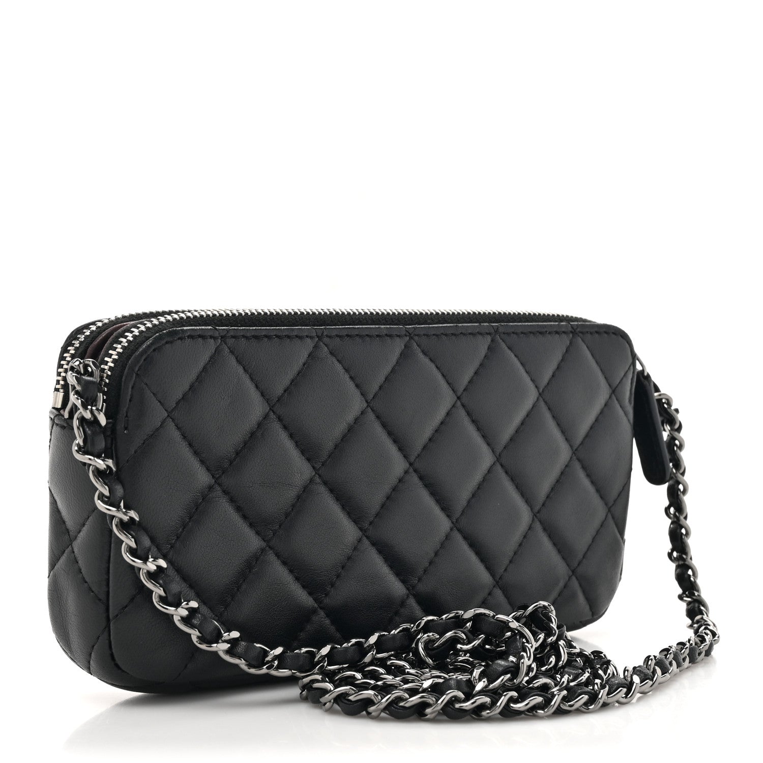 Chanel Lambskin Quilted Small Clutch With Chain Black 3 of 12