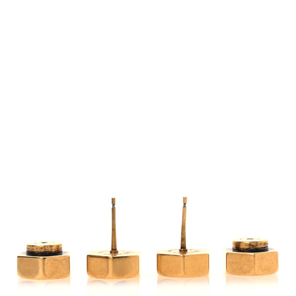 Balenciaga Metal Double Screw Garage Stud Earrings Antique Gold 3 of 4