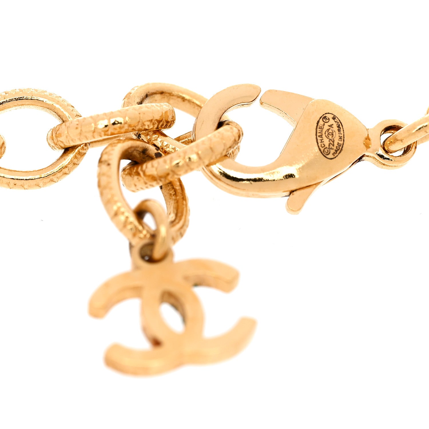 Chanel Crystal CC Chain Link Bracelet Gold 4 of 6