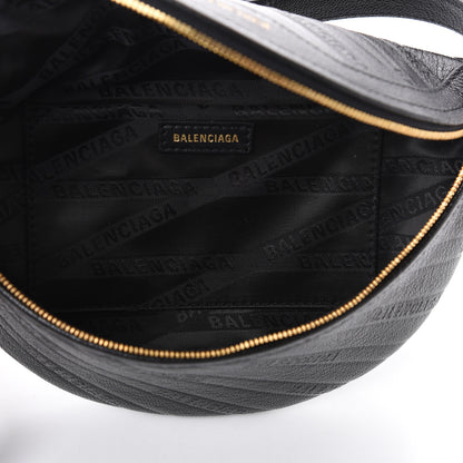 Balenciaga Shiny Goatskin Allover Logo Embossed XXS Souvenir Belt Bag Black 5 of 9
