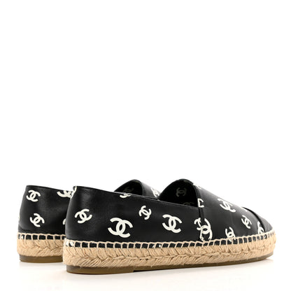 Chanel Lambskin Printed CC Espadrilles 41 Black White 2 of 9