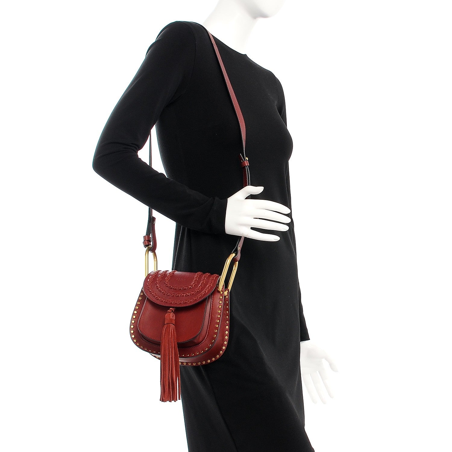 Chloe Calfskin Braided Mini Hudson Shoulder Bag Sienna Red 2 of 9