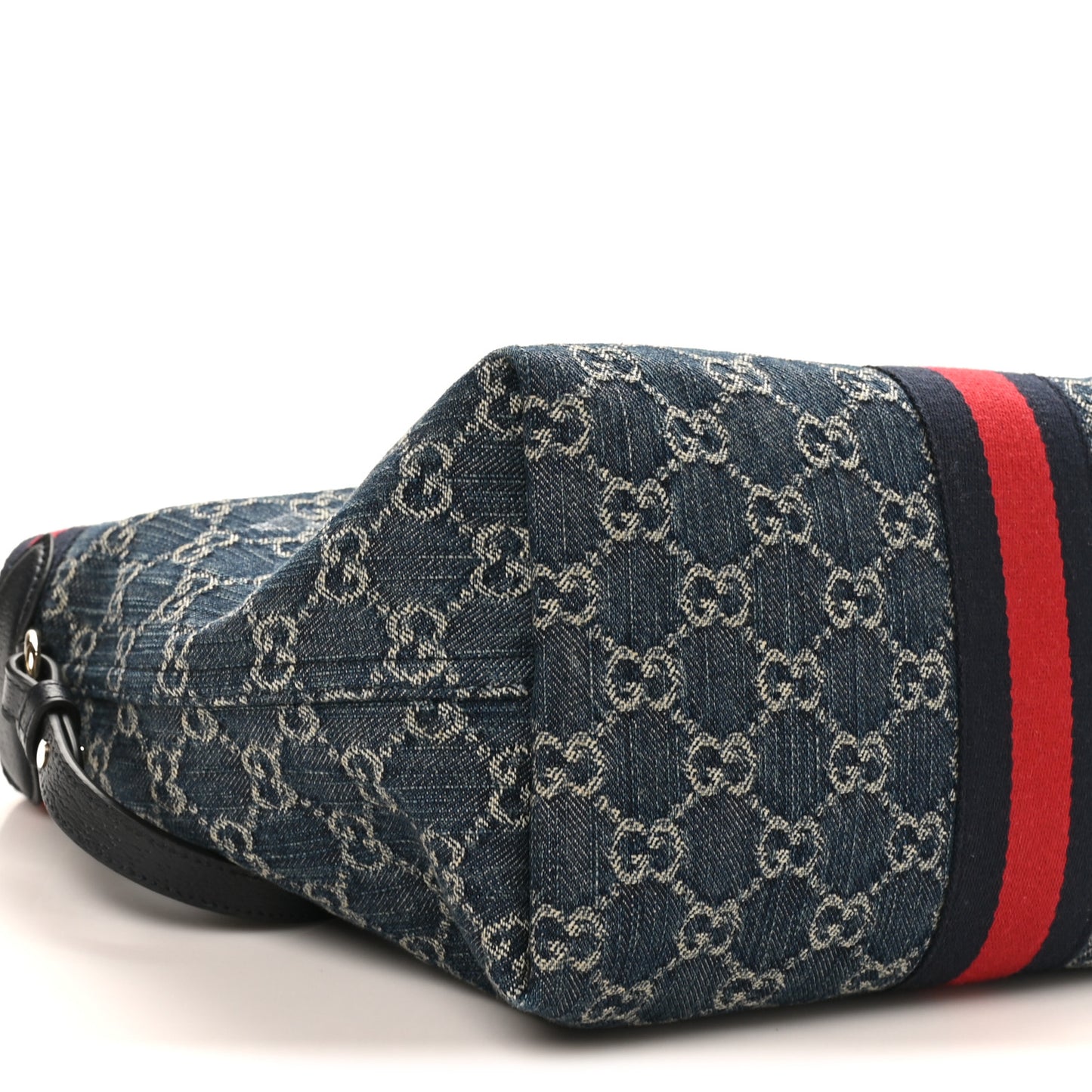 Denim GG Monogram Web Small Giglio Tote Blue White