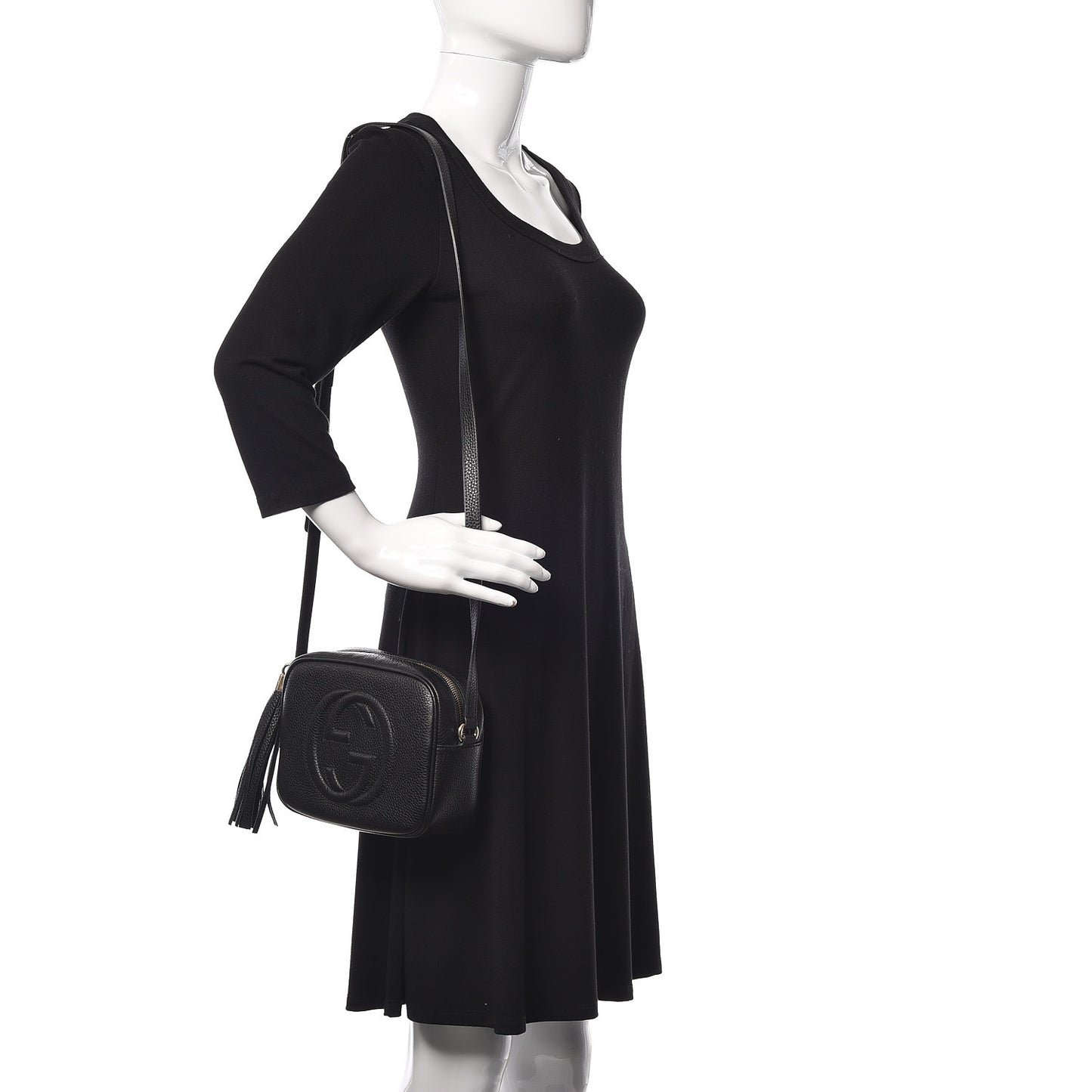 Pebbled Calfskin Small Soho Disco Bag Black