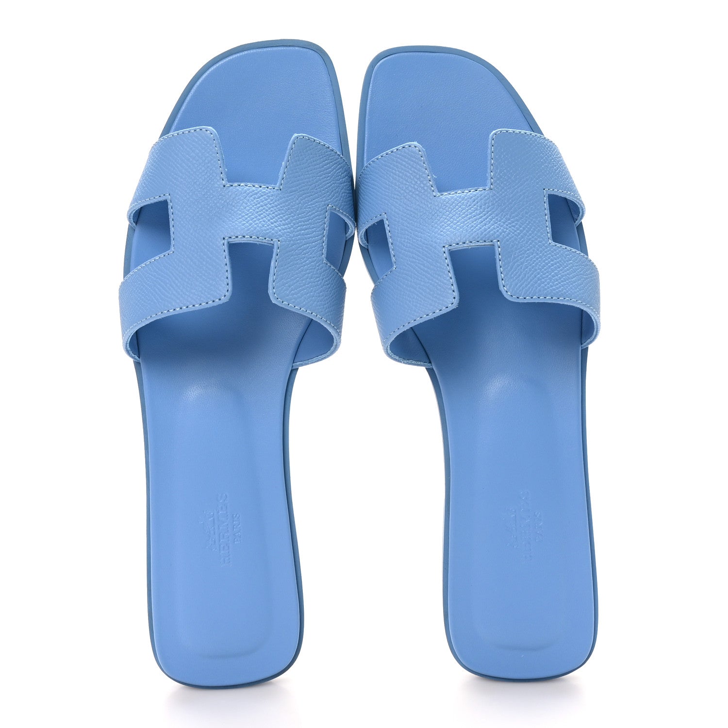 Hermes Calfskin Oran Sandals 40.5 Bleu Faience 2 of 10