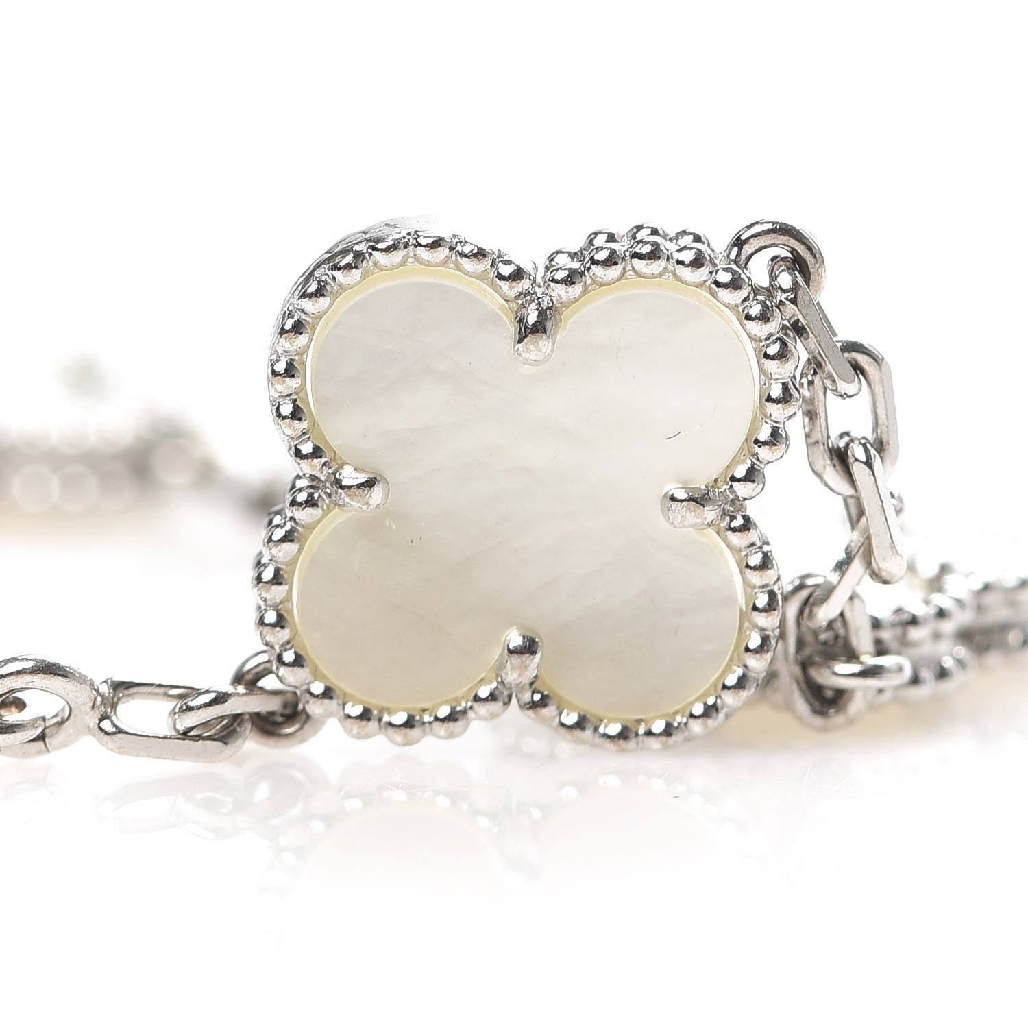 Van Cleef & Arpels 18K White Gold Mother of Pearl 5 Motifs Vintage Alhambra Bracelet 10 of 10