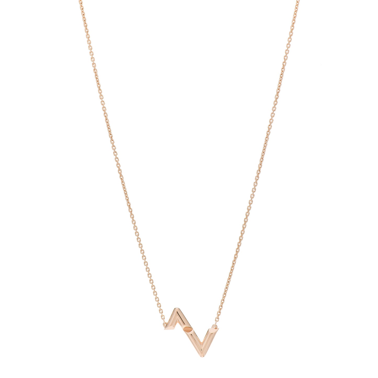 18K Pink Gold LV Volt Upside Down Pendant Necklace