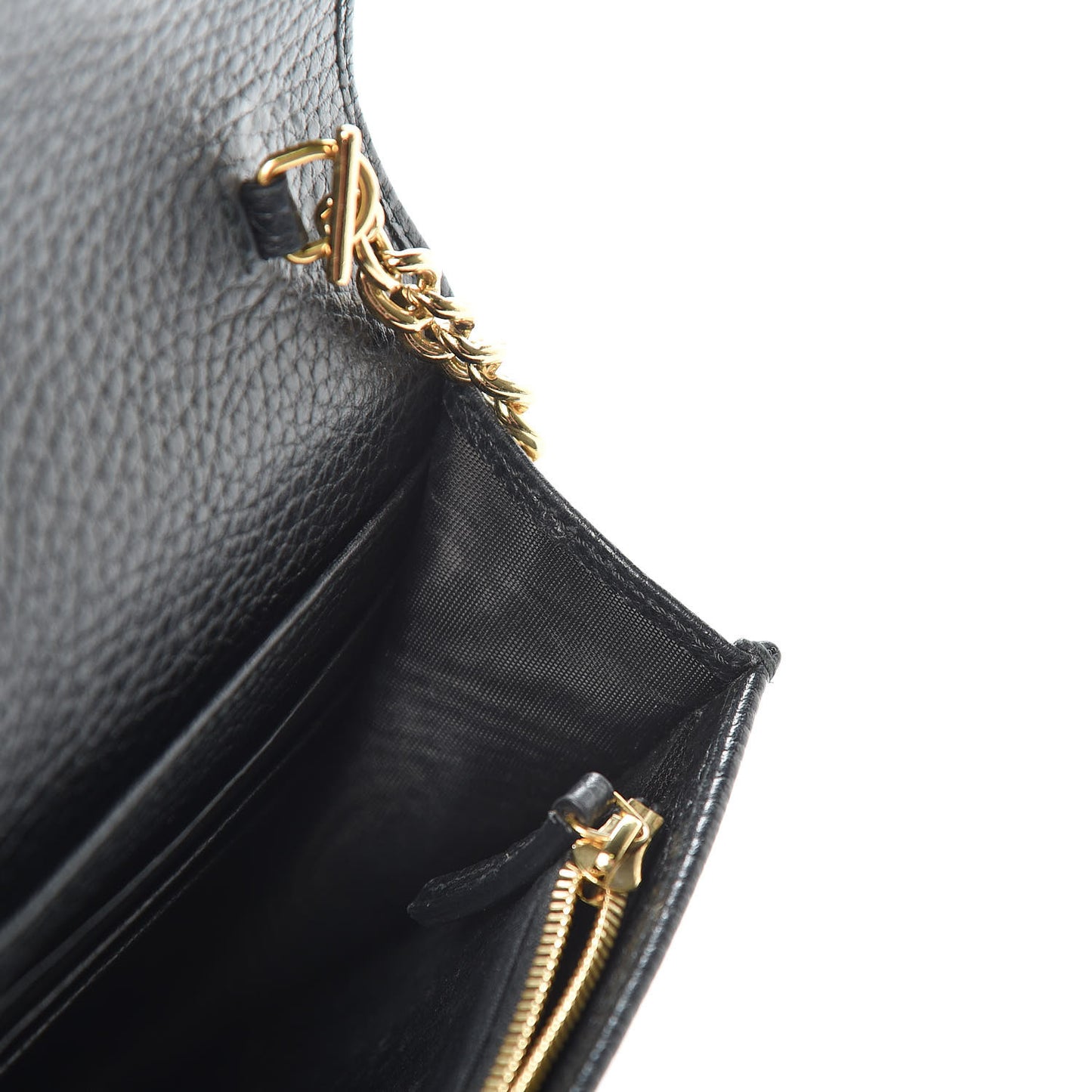 Calfskin Mini GG Marmont Chain Wallet Black
