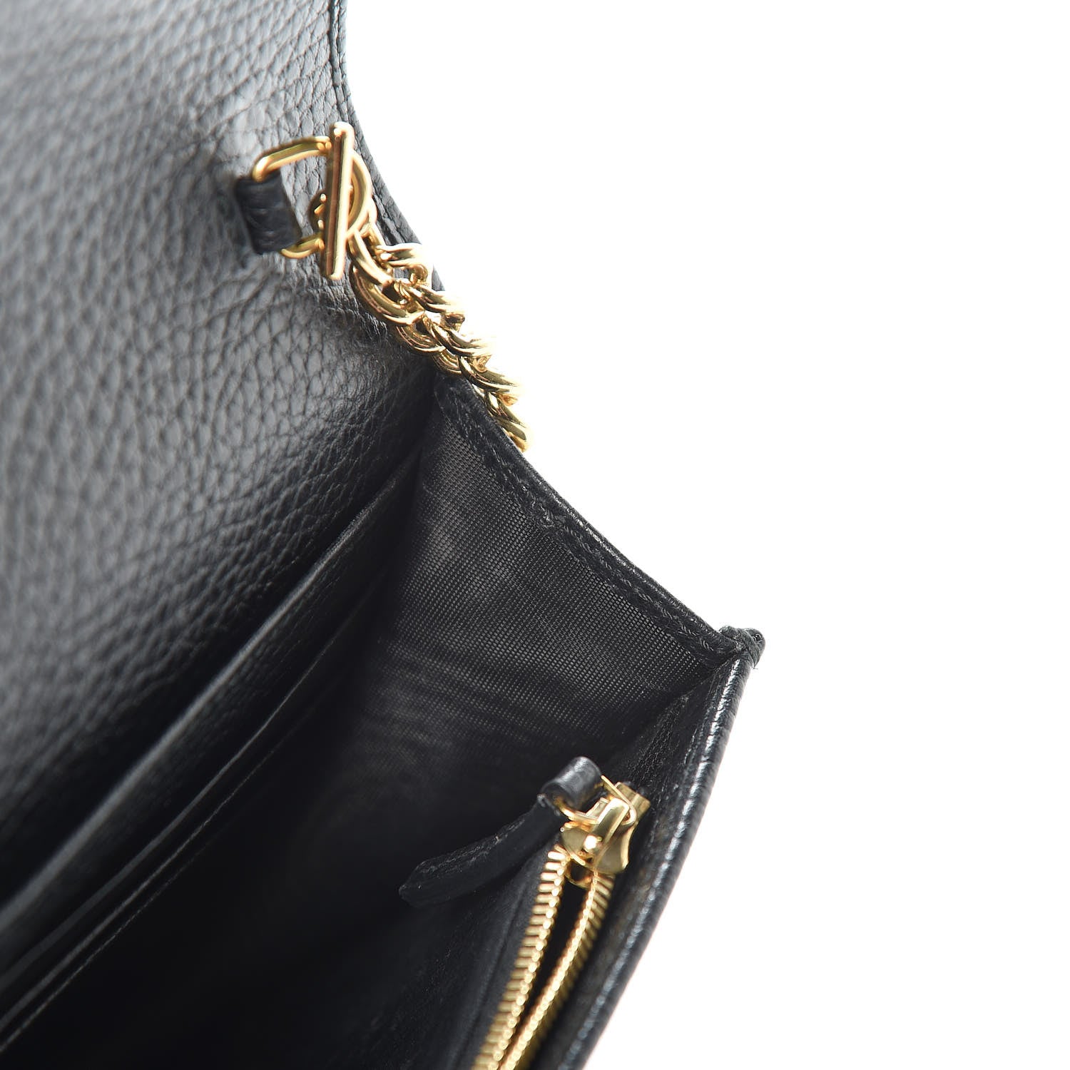 Gucci Calfskin Mini GG Marmont Chain Wallet Black 10 of 12