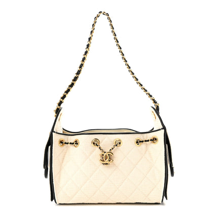 Chanel Canvas Calfskin Quilted Mini Chanel 25 Handbag Ecru Black 1 of 9