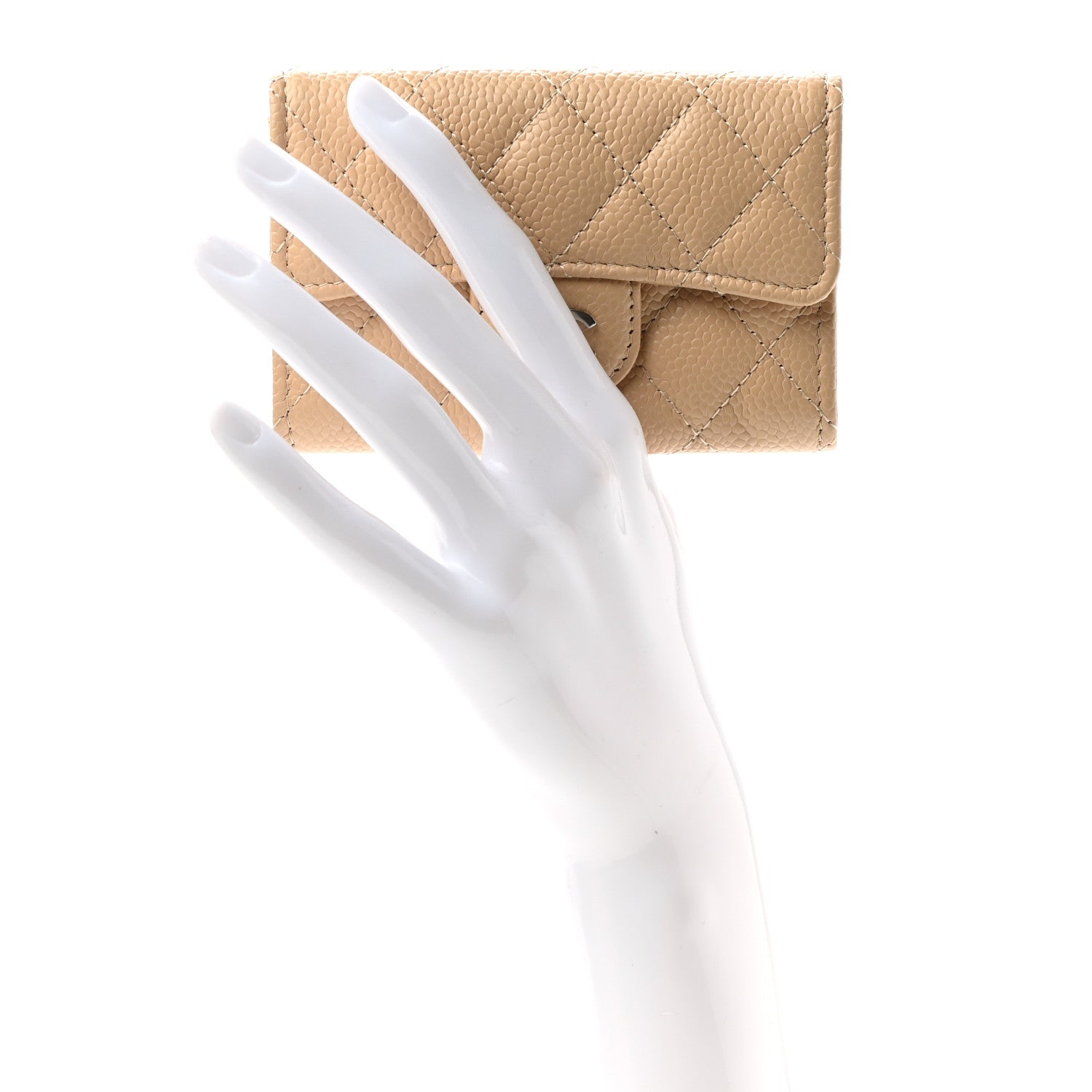 Chanel Caviar Quilted Flap Card Holder Wallet Beige 2 of 8
