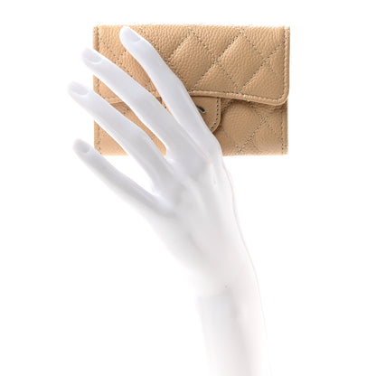 Chanel Caviar Quilted Flap Card Holder Wallet Beige 2 of 8