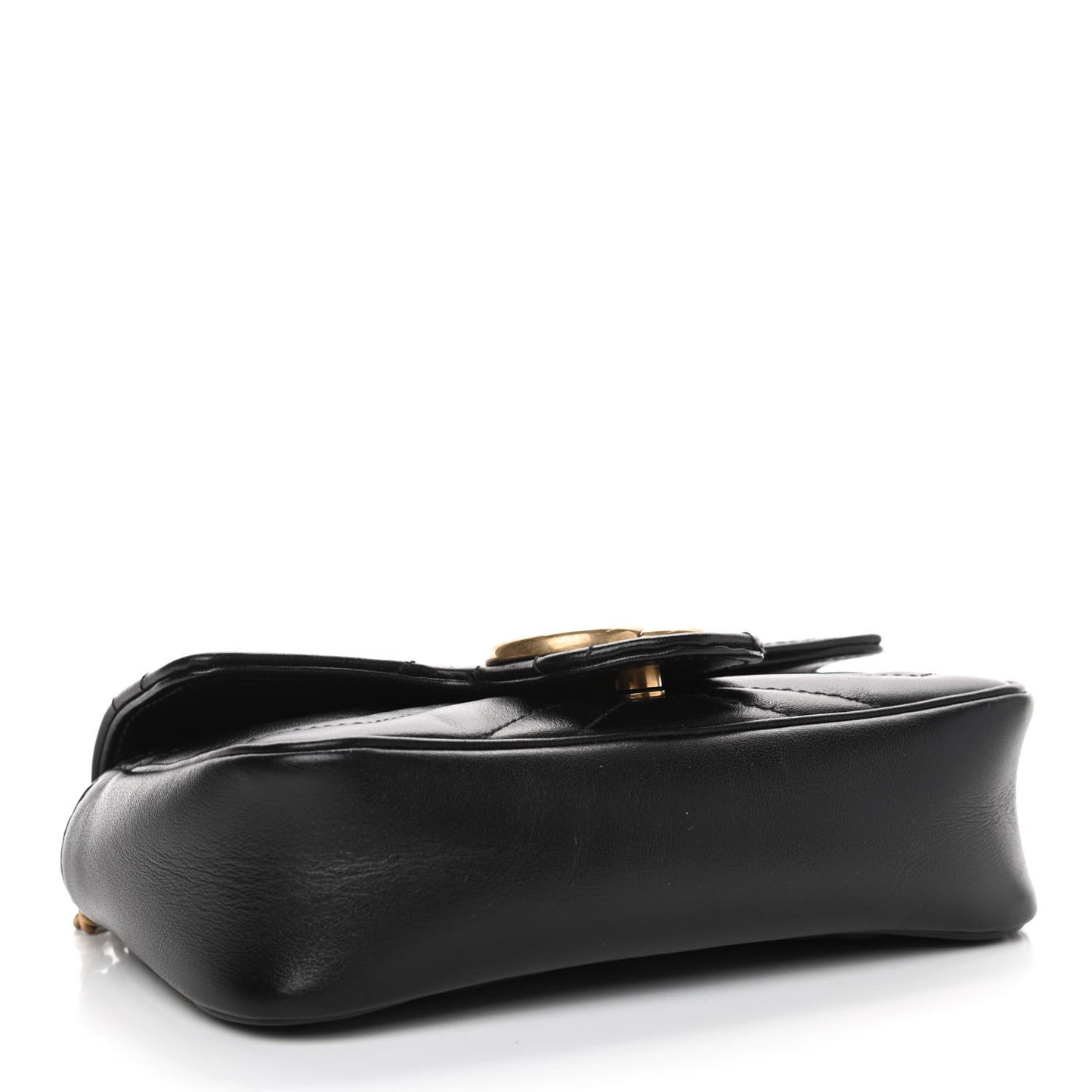 Calfskin Matelasse Super Mini GG Marmont Shoulder Bag Black