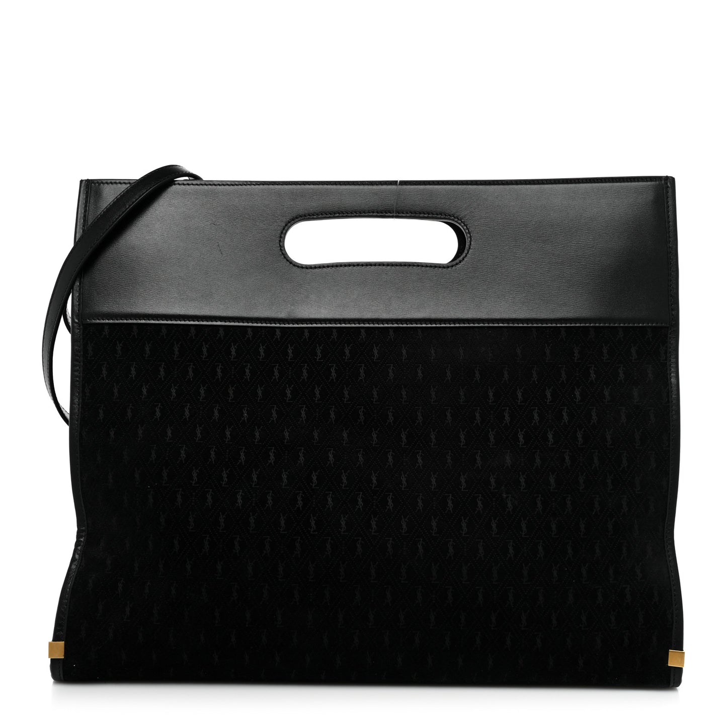 Suede All-Over Monogram Convertible Tote Black