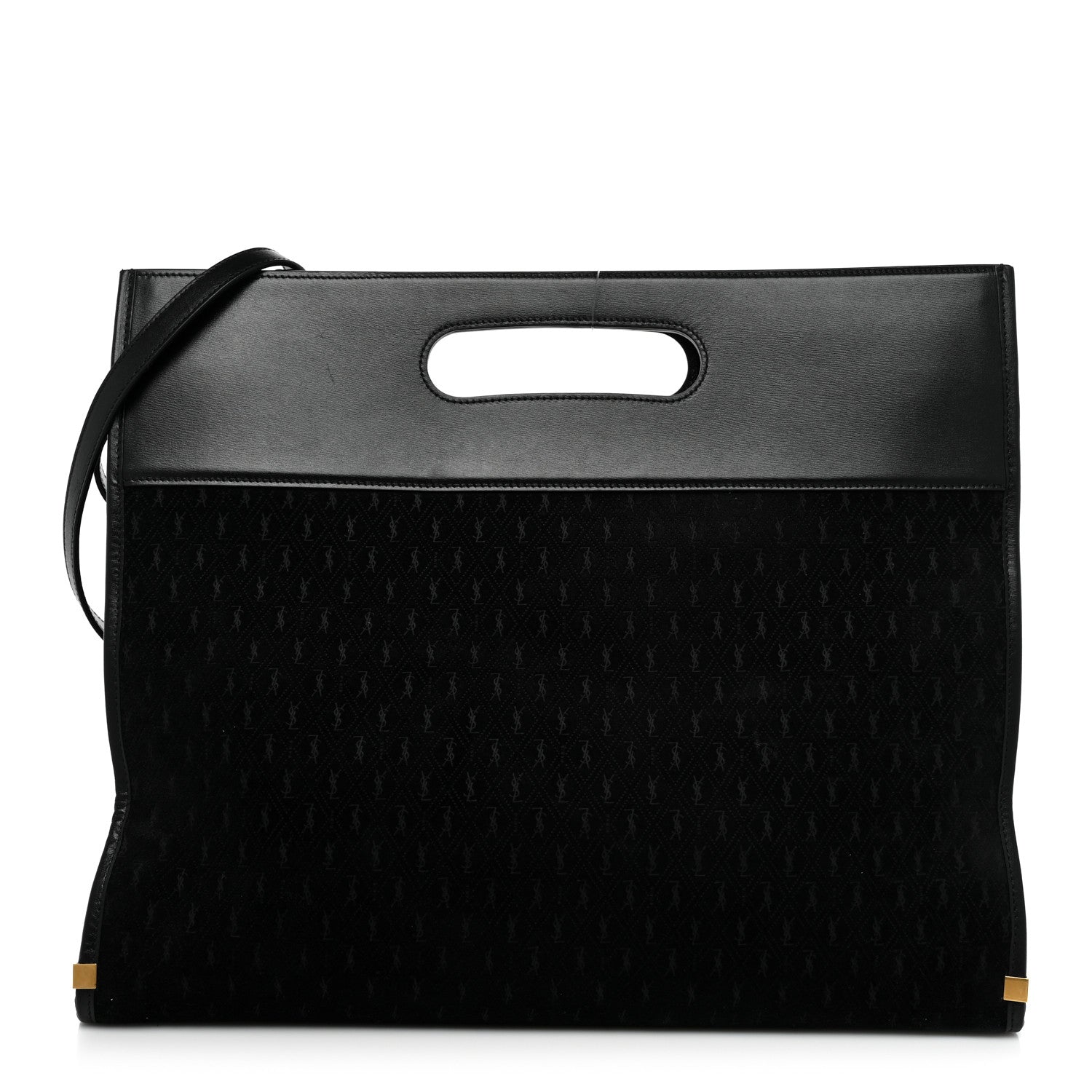 Saint Laurent Suede All-Over Monogram Convertible Tote Black 3 of 15