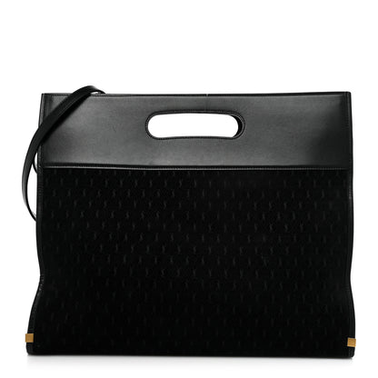 Saint Laurent Suede All-Over Monogram Convertible Tote Black 3 of 15