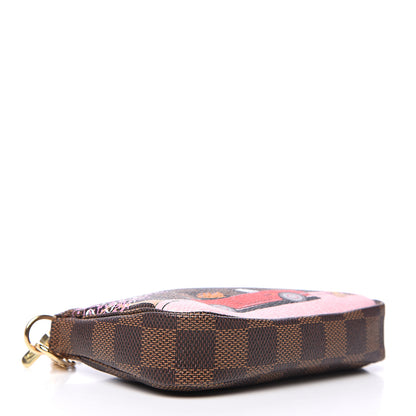Louis Vuitton Damier Ebene 2019 Christmas Animation Mini Pochette Accessories Red 3 of 8