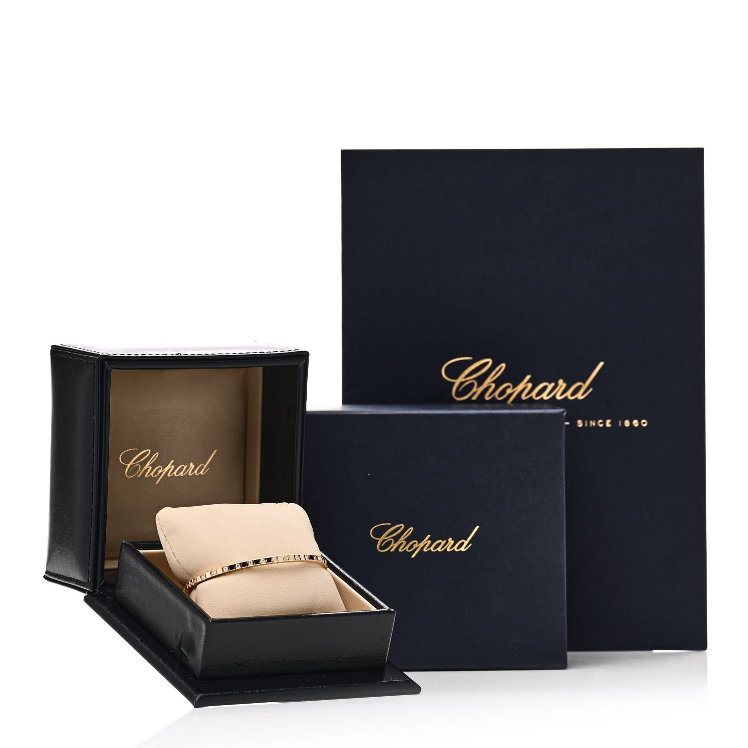 Chopard 18K Yellow Gold Diamond Ice Cube Half Set Bangle Bracelet 4 of 4