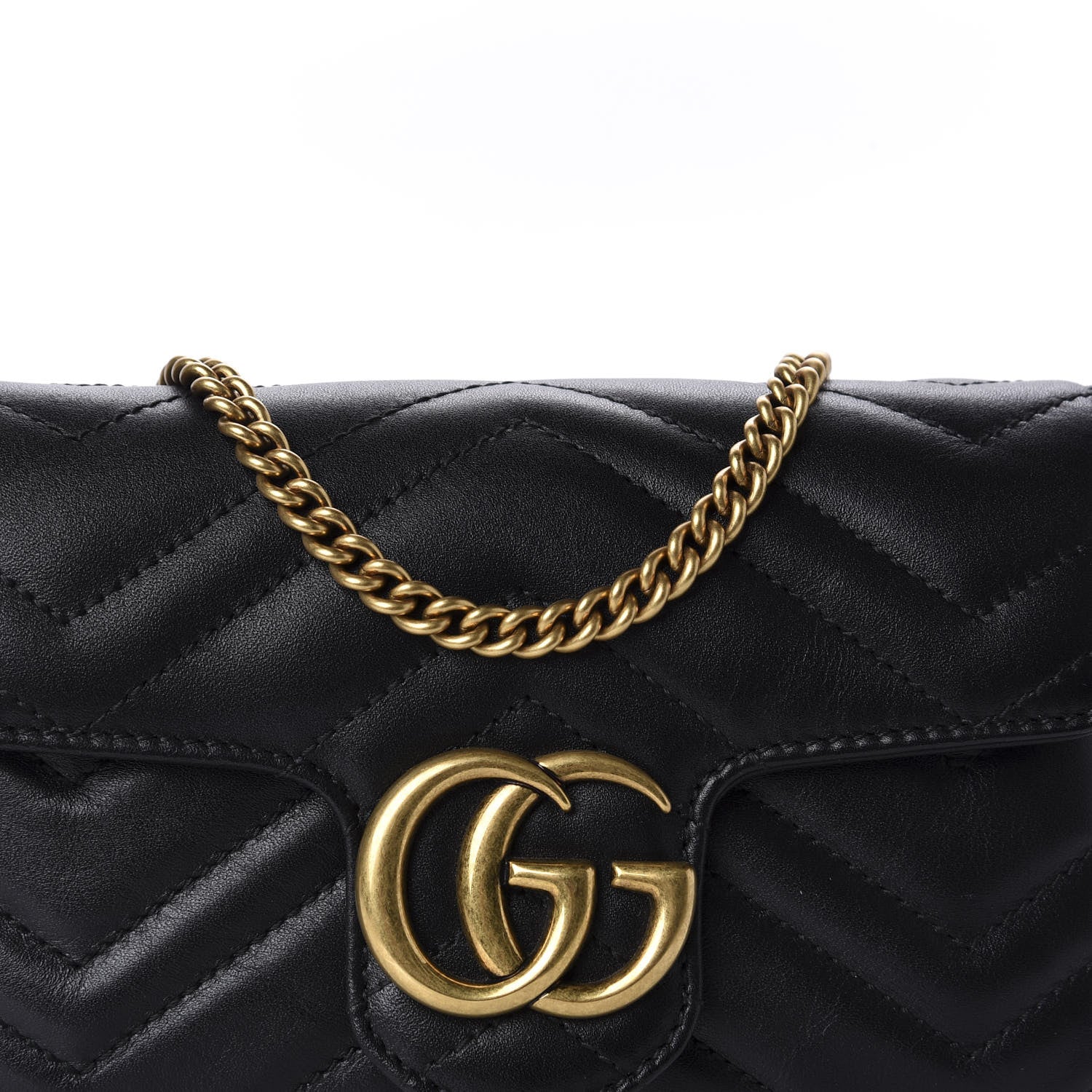 Gucci Calfskin Matelasse Super Mini GG Marmont Shoulder Bag Black 10 of 11