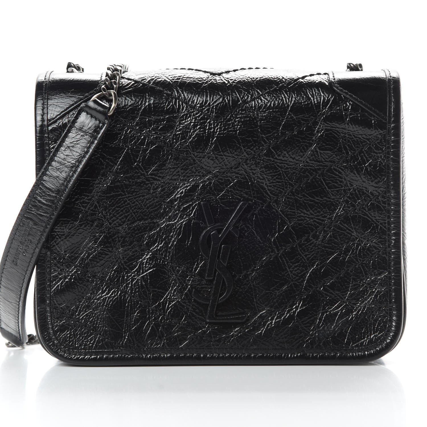 Saint Laurent Crinkled Calfskin Matelasse Monogram Niki Chain Wallet Black 8 of 10