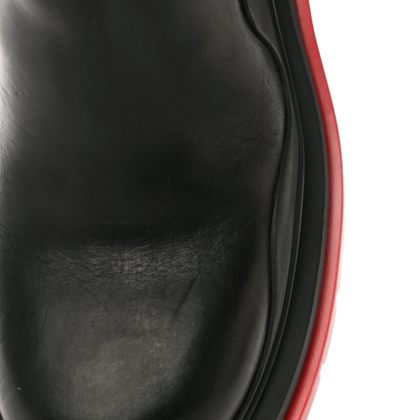 Calfskin The Tire Chelsea Boots 36.5 Black Bright Red