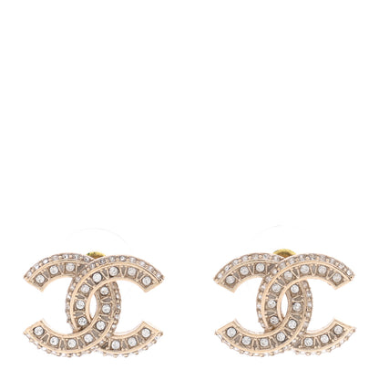 Chanel Crystal Timeless CC Earrings Light Gold 1 of 5