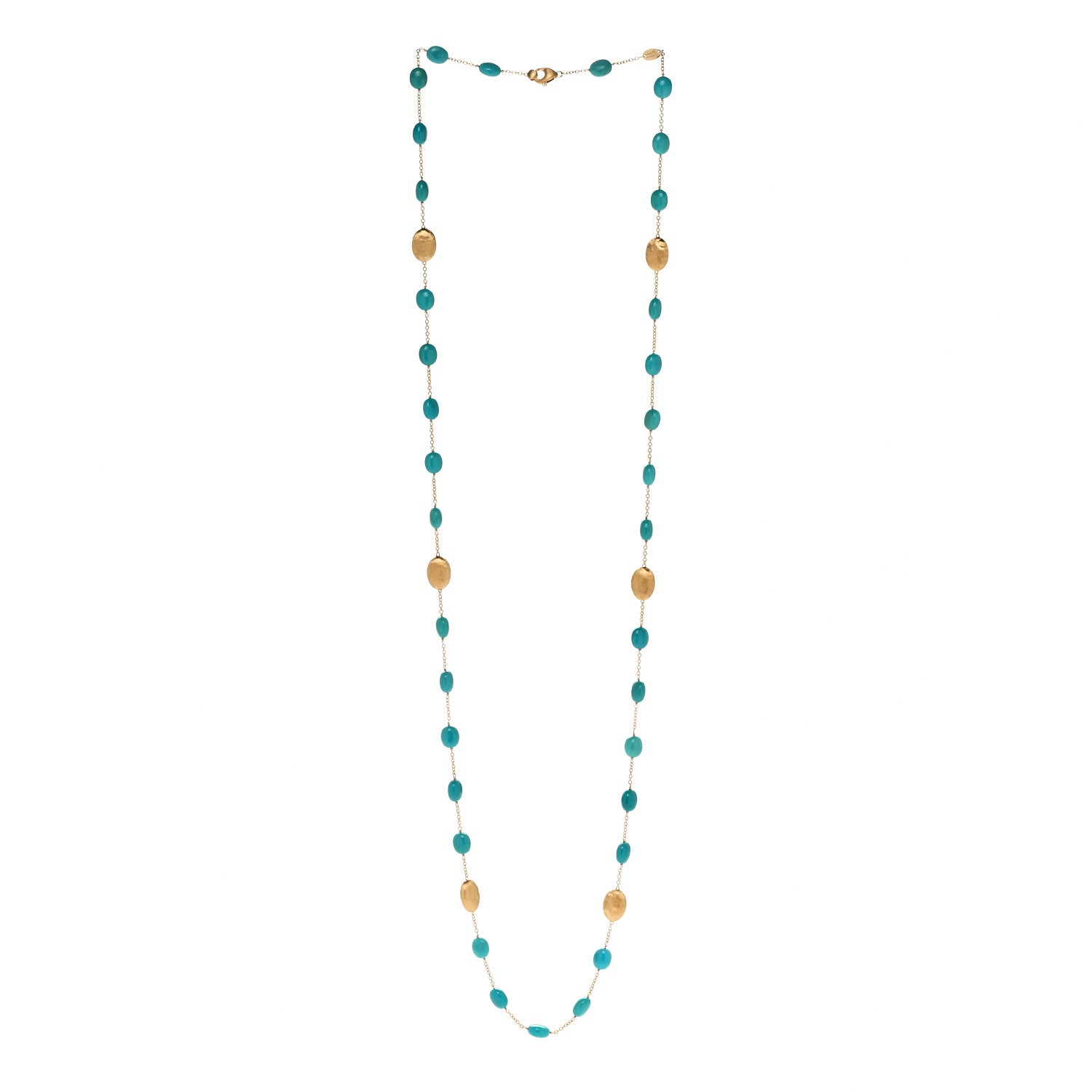 Marco Bicego 18K Yellow Gold Turquoise Siviglia Long Necklace 3 of 6