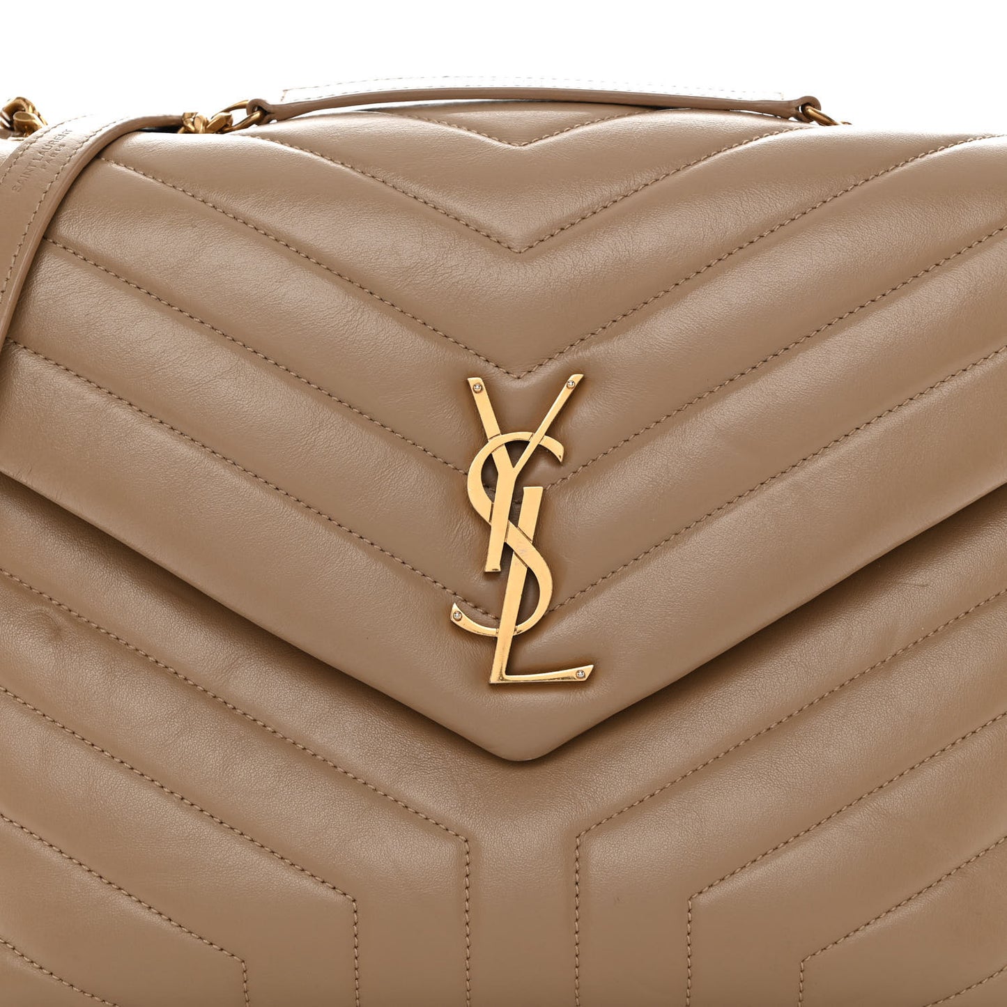 Calfskin Y Quilted Monogram Medium Loulou Chain Satchel Dark Latte