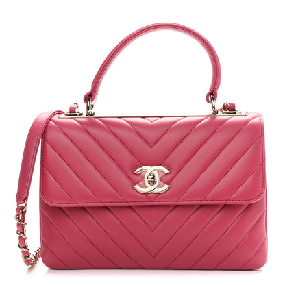 Chanel Lambskin Chevron Quilted Small Trendy CC Dual Handle Flap Bag Pink 1 of 9
