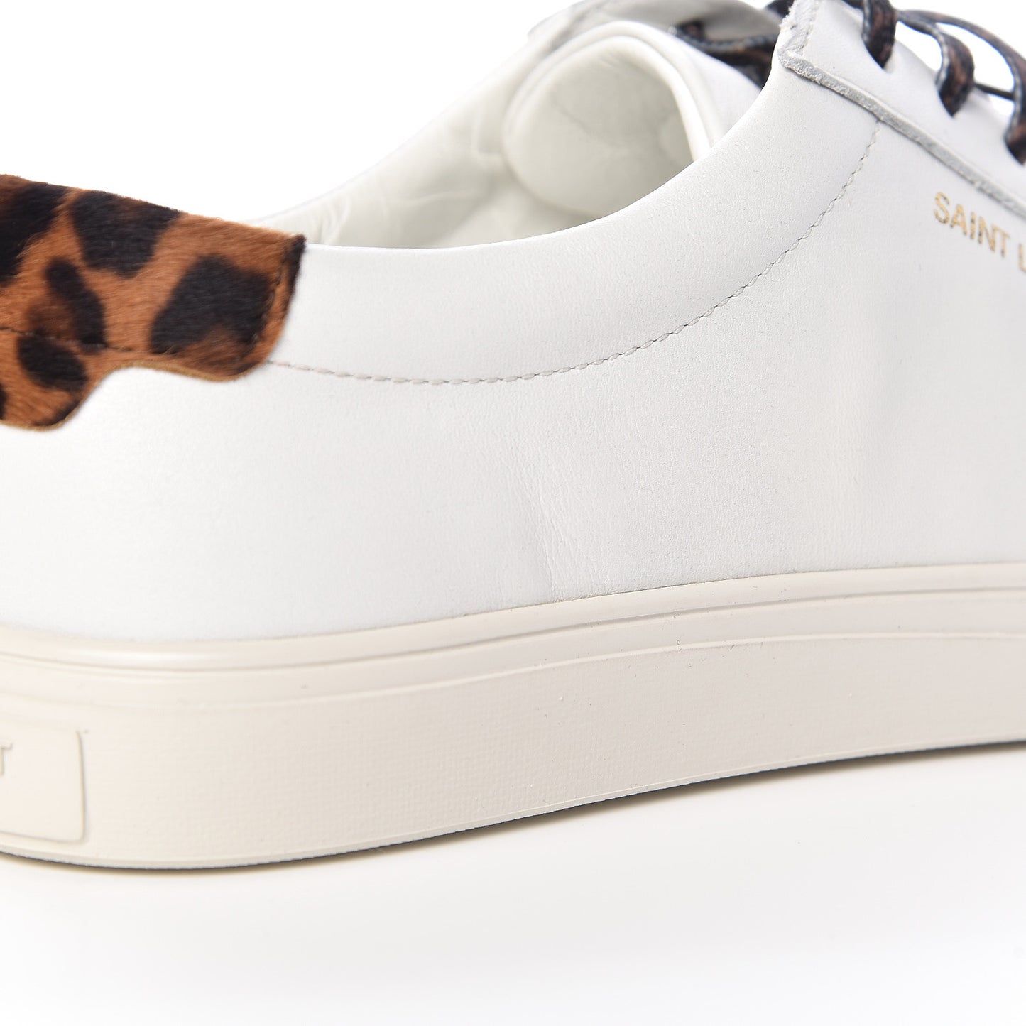 Calfskin Pony Hair Leopard Print Andy Low Top Sneakers 36.5 Optic White