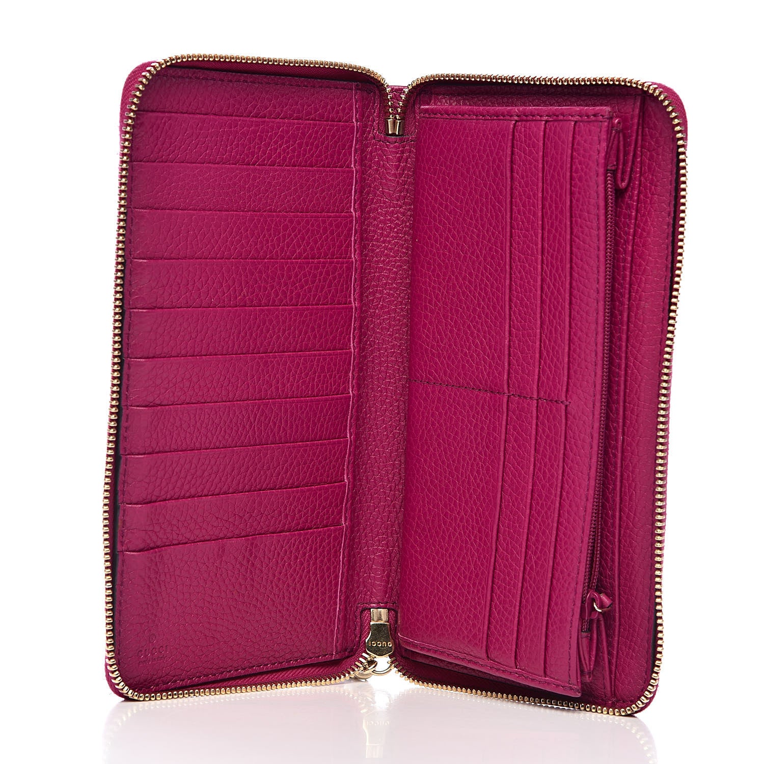 Gucci Pebbled Calfskin Soho Zip Around Wallet Bright Bougainvillea 5 of 8