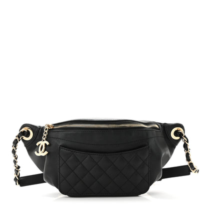 Chanel Lambskin Quilted Waist Bag Fanny Pack Black Black 1 of 10