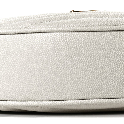 Saint Laurent Grain De Poudre Matelasse Chevron Quilted Round Vinyle Camera Bag Crema Soft 8 of 9