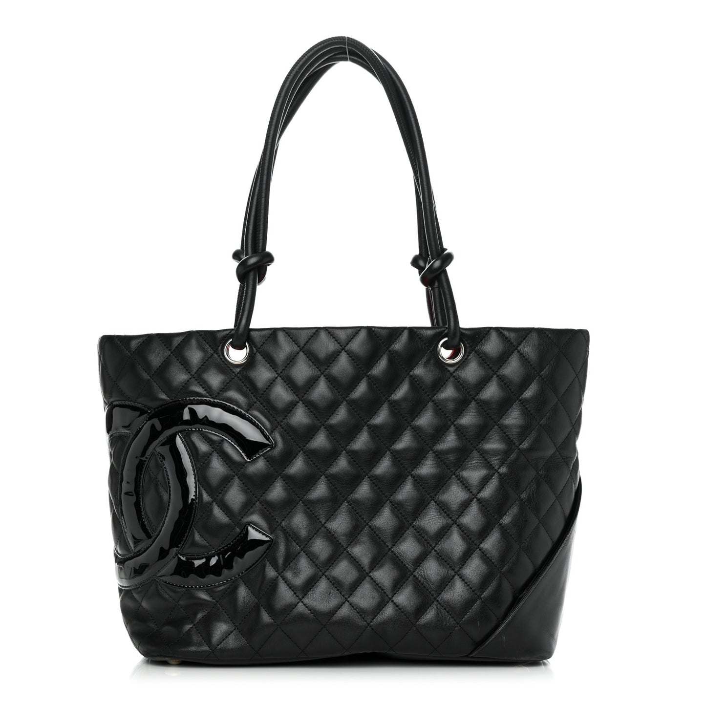 Calfskin Quilted Large Cambon Tote Black