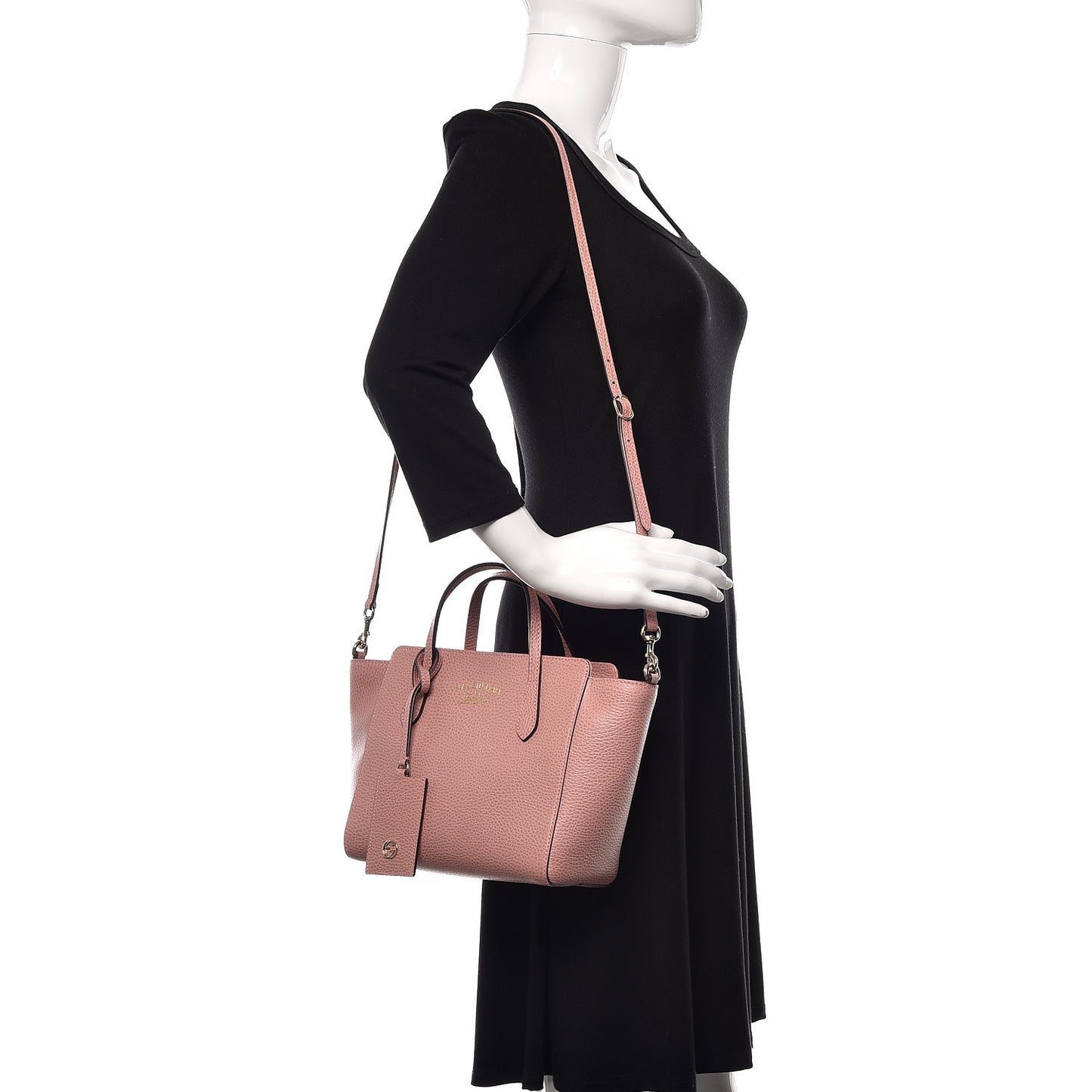 Dollar Calfskin Mini Swing Top Handle Bag Soft Pink