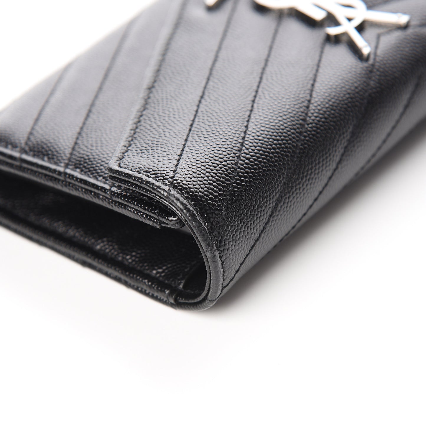 Grain De Poudre Matelasse Chevron Monogram Flap Wallet Black