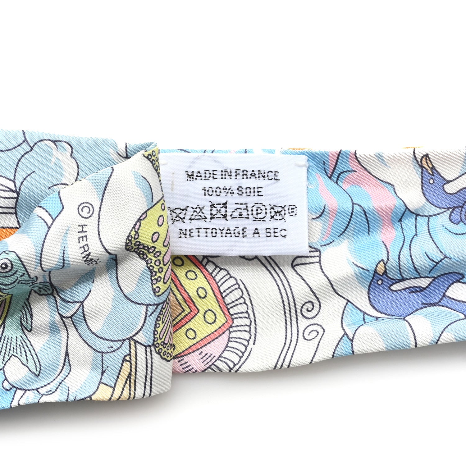 Hermes Silk Sur Mon Nuage Twilly Abricot Bleu Multicolor 3 of 3