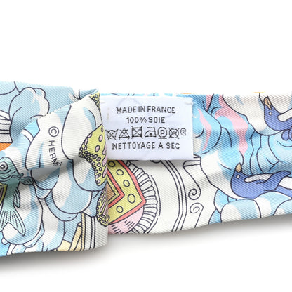 Hermes Silk Sur Mon Nuage Twilly Abricot Bleu Multicolor 3 of 3