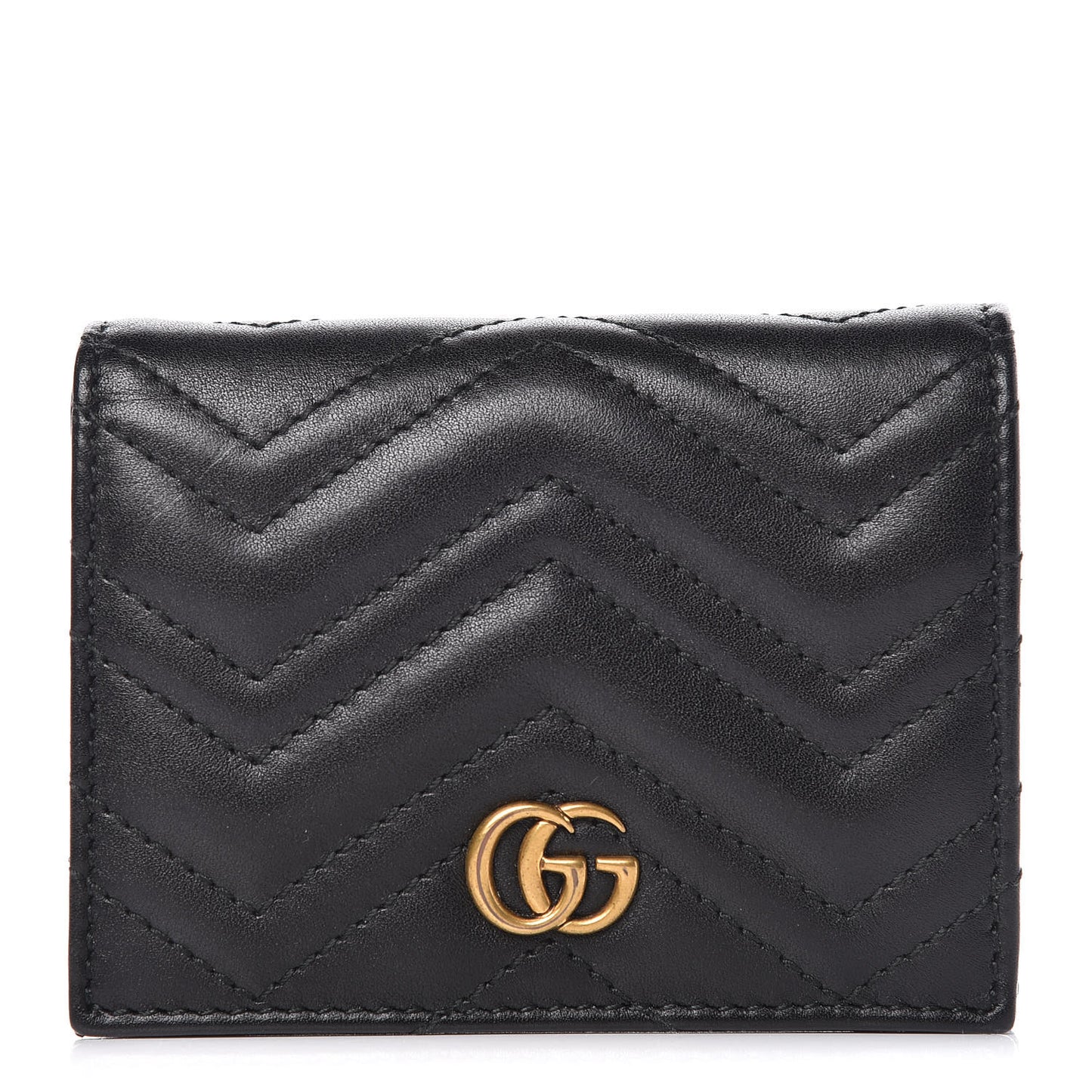 Calfskin Matelasse GG Marmont Card Case Wallet Black
