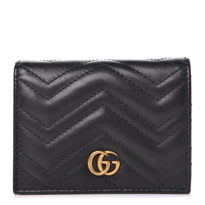 Gucci Calfskin Matelasse GG Marmont Card Case Wallet Black 1 of 10