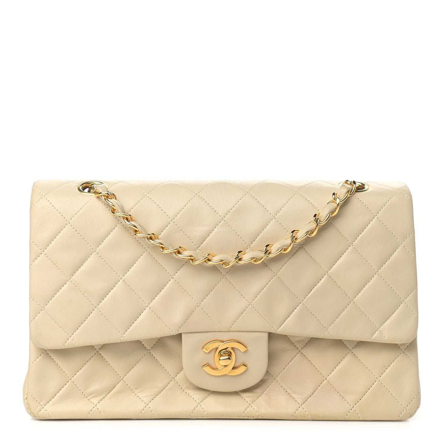 Chanel Lambskin Quilted Medium Double Flap Light Beige 1 of 21