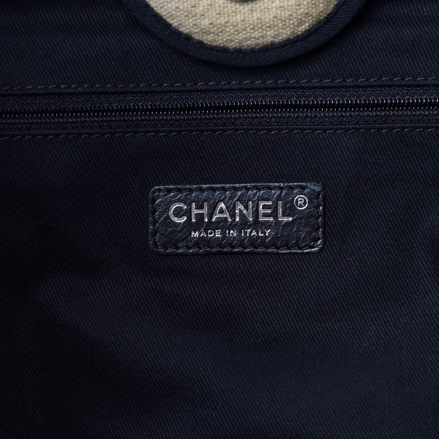 Canvas Medium Deauville Tote Beige Black