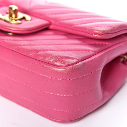 Chanel Lambskin Chevron Quilted Extra Mini Flap Dark Pink 11 of 15