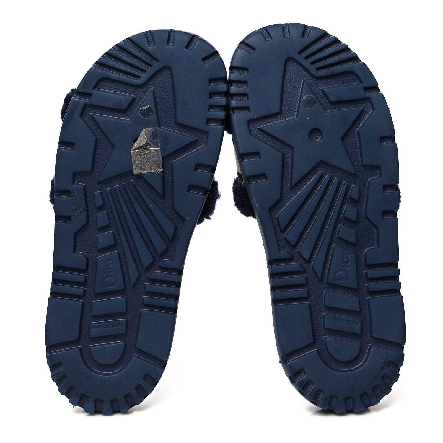Christian Dior Shearling Canvas Embroidered Dway 10mm Slide Sandals 37 Deep Blue Natural 5 of 8