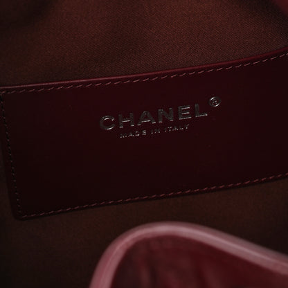 Chanel Shiny Crumpled Calfskin Quilted Small Chanel 25 Handbag Burgundy 6 of 11