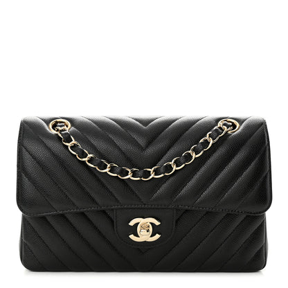 Chanel Caviar Chevron Quilted Small Double Flap Black 1 of 10