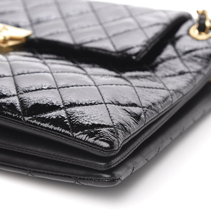 Chanel Patent Goatskin Quilted 3 Pocket Accordion Flap Black 10 of 14