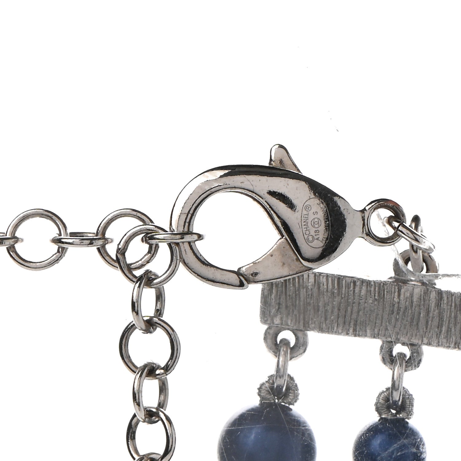 Chanel Pearl Beaded CC Multi Strand Choker Necklace Blue Silver 6 of 7